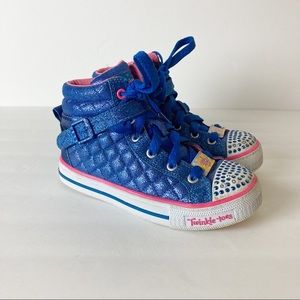 Skechers Twinkle Toes Light Up High Top Quilted Sneakers Blue Girl’s Size 2
